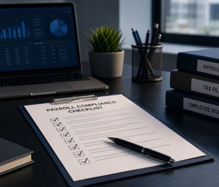 HR manager working through a payroll compliance checklist